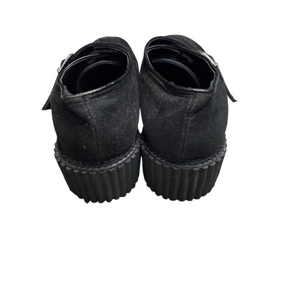 Demonia Creeper Black Faux Suede Platform Monk Strap Shoes Women 9 Grunge Goth - Picture 3 of 7